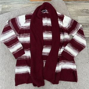 North Crest red and maroon striped cardigan size XL